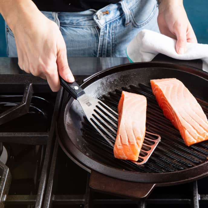 The Best Way to Flip Food in a Grill Pan Cook's Illustrated